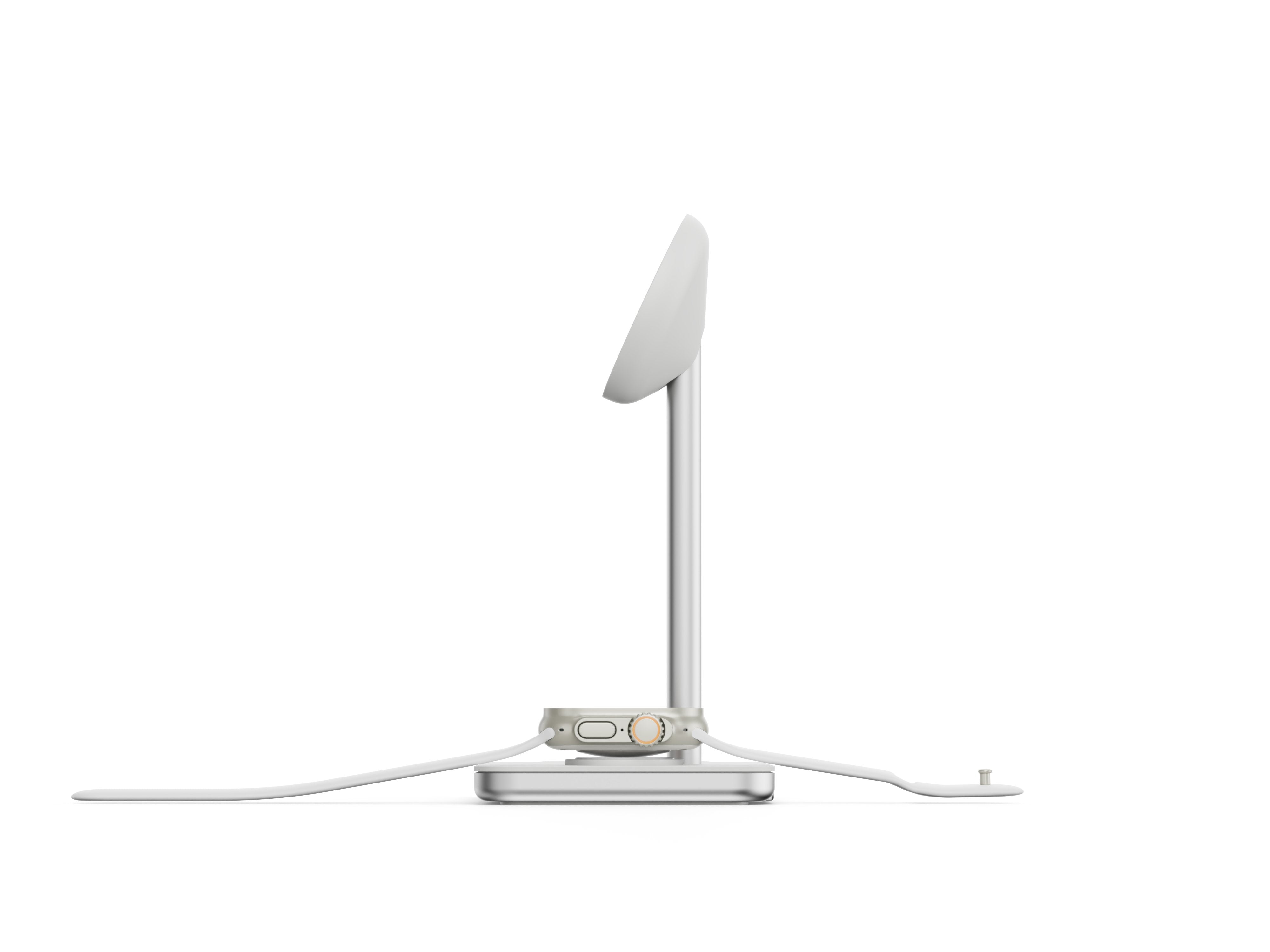 Soporte Base De Carga Inalambrico 3en1 Magsafe Plata Linq Carga Magnética Qi2/ Certificación Mfi Para Apple Watch