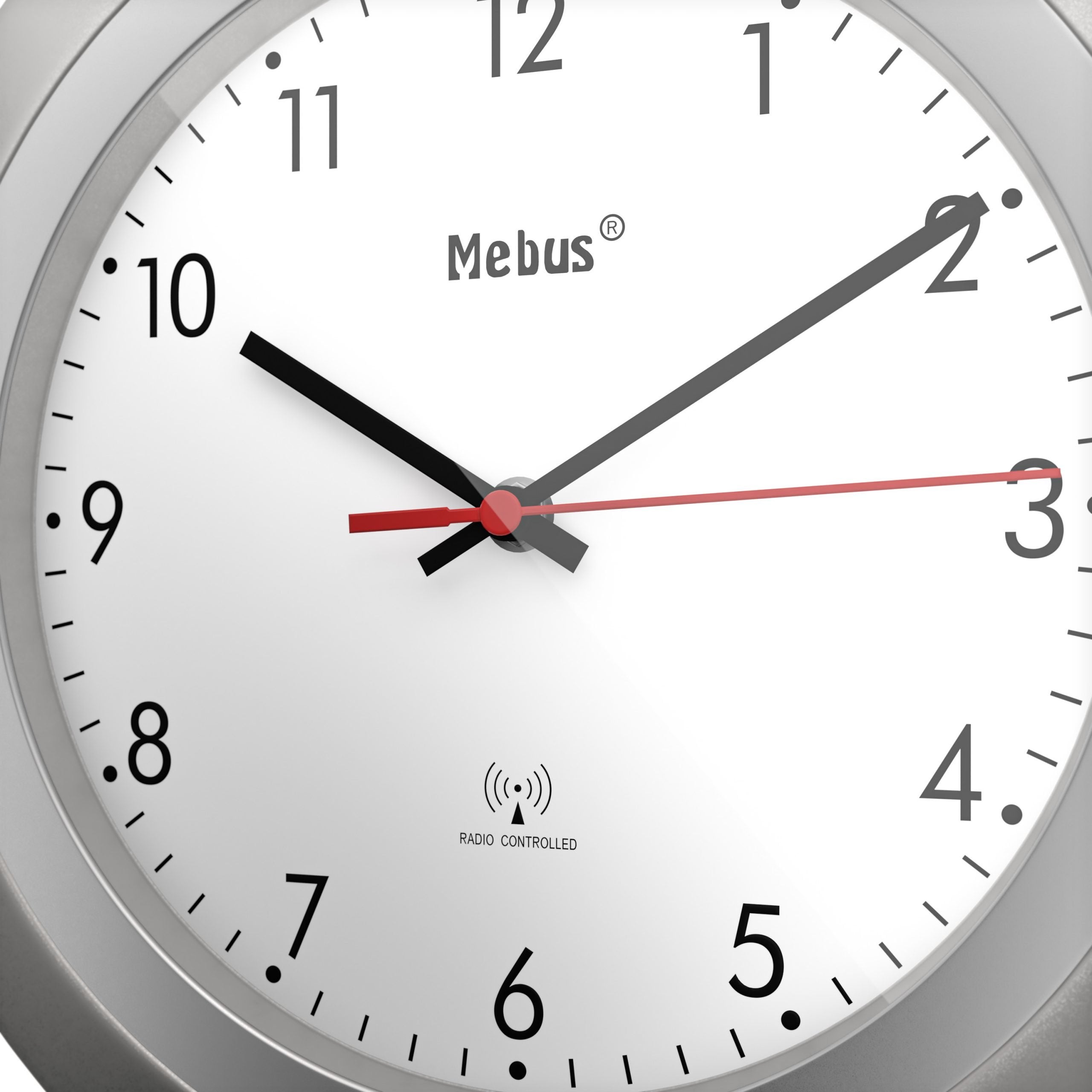 Mebus 19448 Reloj De Pared Reloj De Pared Digital Alrededor Plata, Blanco