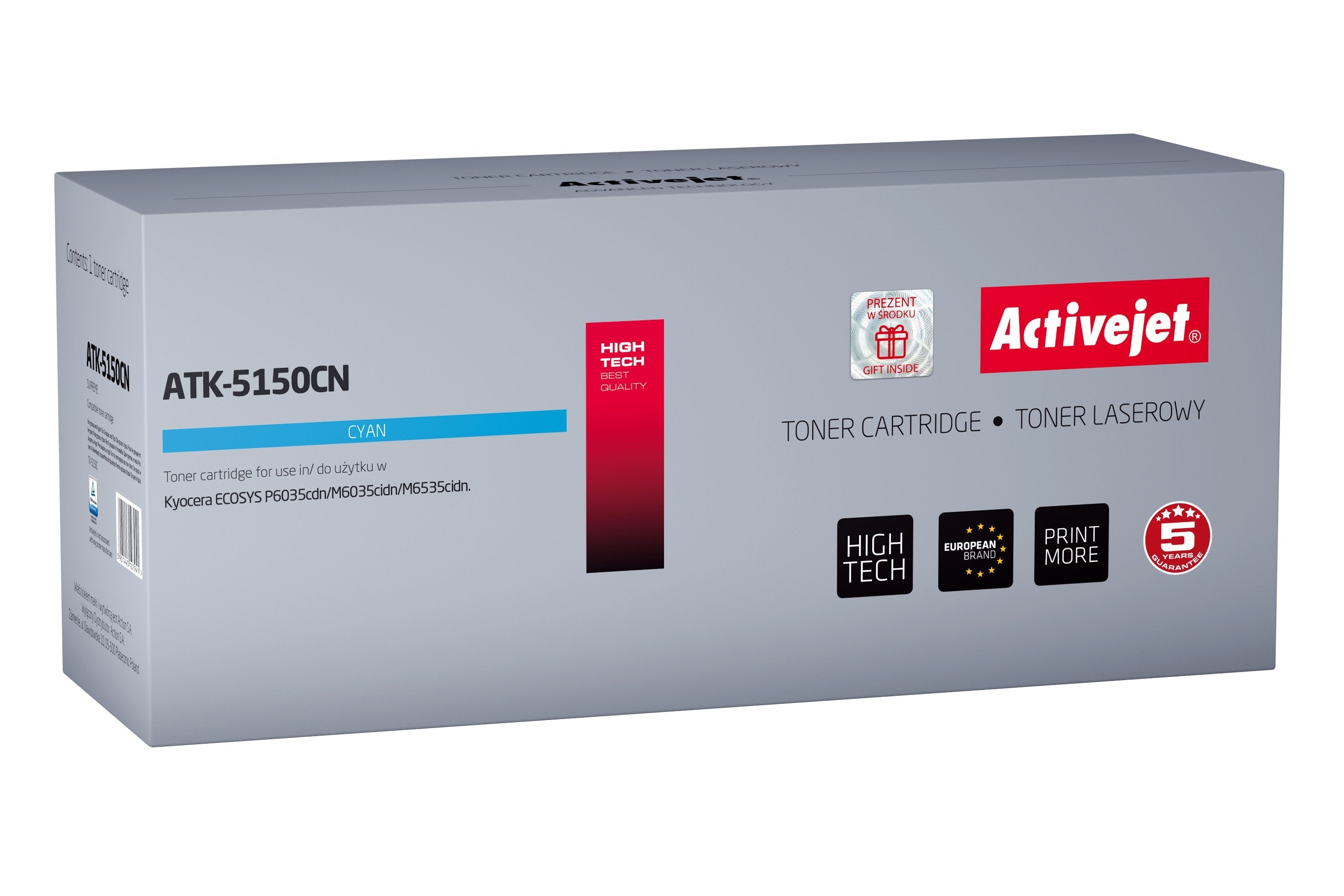 Tóner Activejet Atk-5150cn (Reemplazo Para Kyocera Tk-5150c - Supreme - 10,000 Páginas - Cyan)