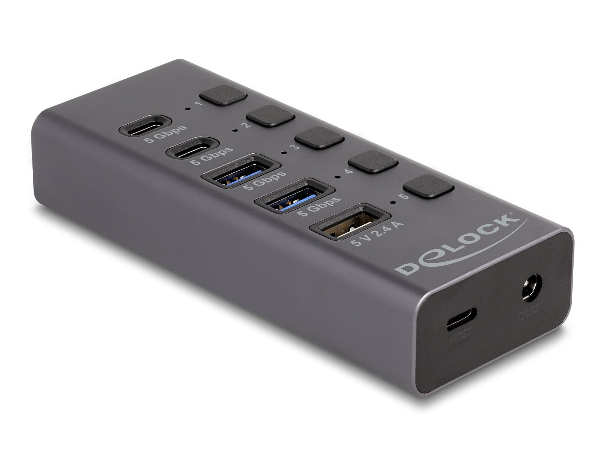 Usb 5 Gbps Hub Mit 2 X Usb Typ-A Und 2 X Usb Type-C Buchse Und 1 X Schnellladeport + Schalter