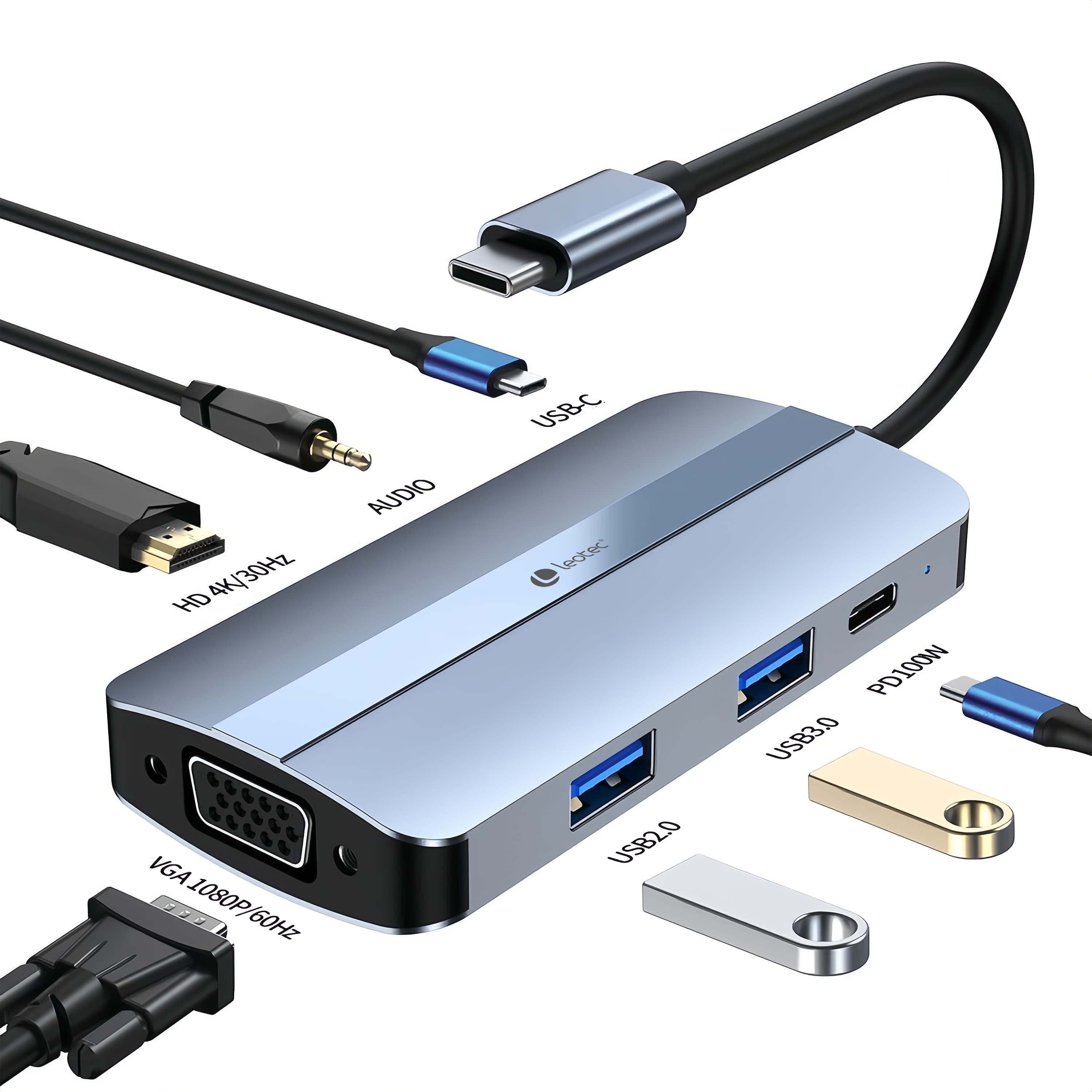 EAN 8436588882653 - Leotec LEDS04 base para portátil y replicador de puertos Acoplamiento USB 3.2 Gen 1 (3.1 Gen 1) Type-C Gr imagen 2
