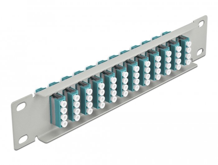 Delock 10 Lwl Patchpanel 12 Port Lc Quad Aqua 1 He Grau