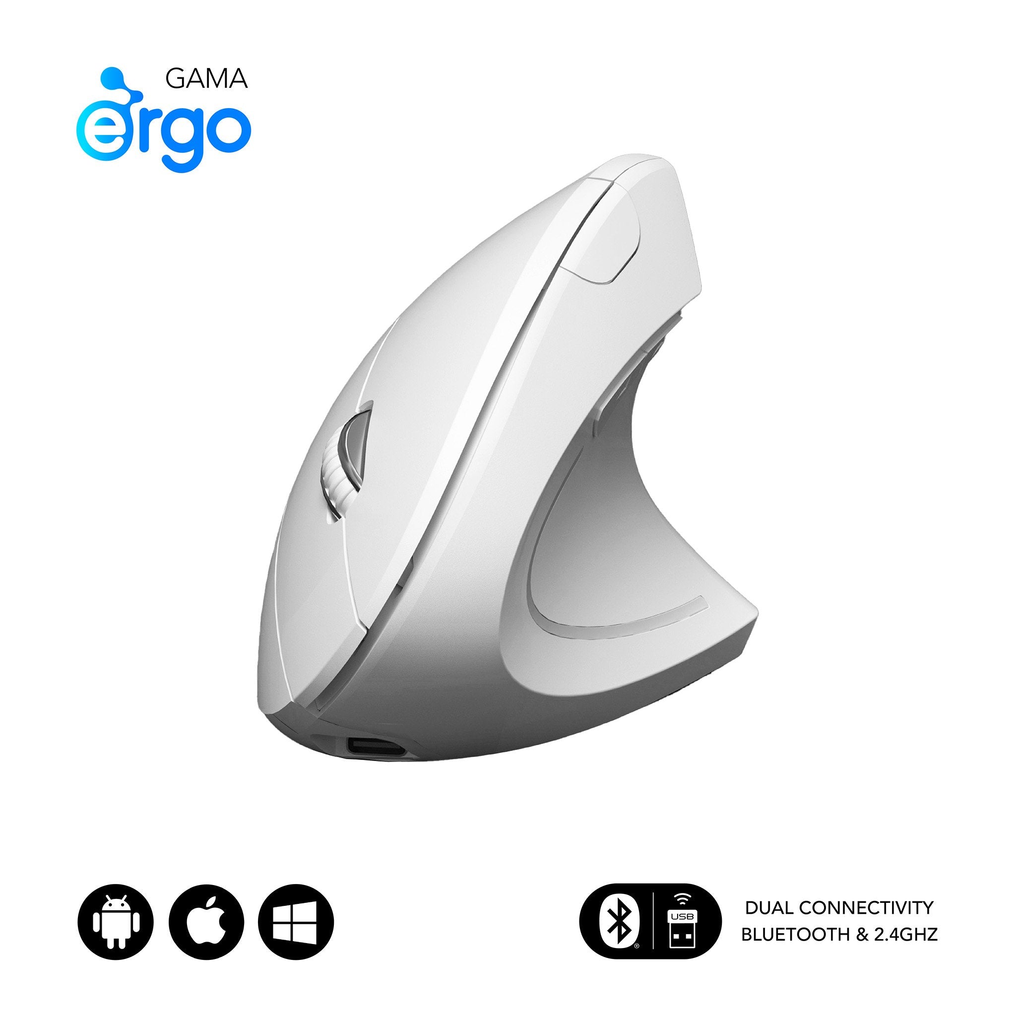 EAN 8436586743062 - SUBBLIM RATON OPTICO DUAL GLIDE VERTICAL ERGO DUAL BATERIA BLANCO ratón Universal mano derecha Bluetooth imagen 1