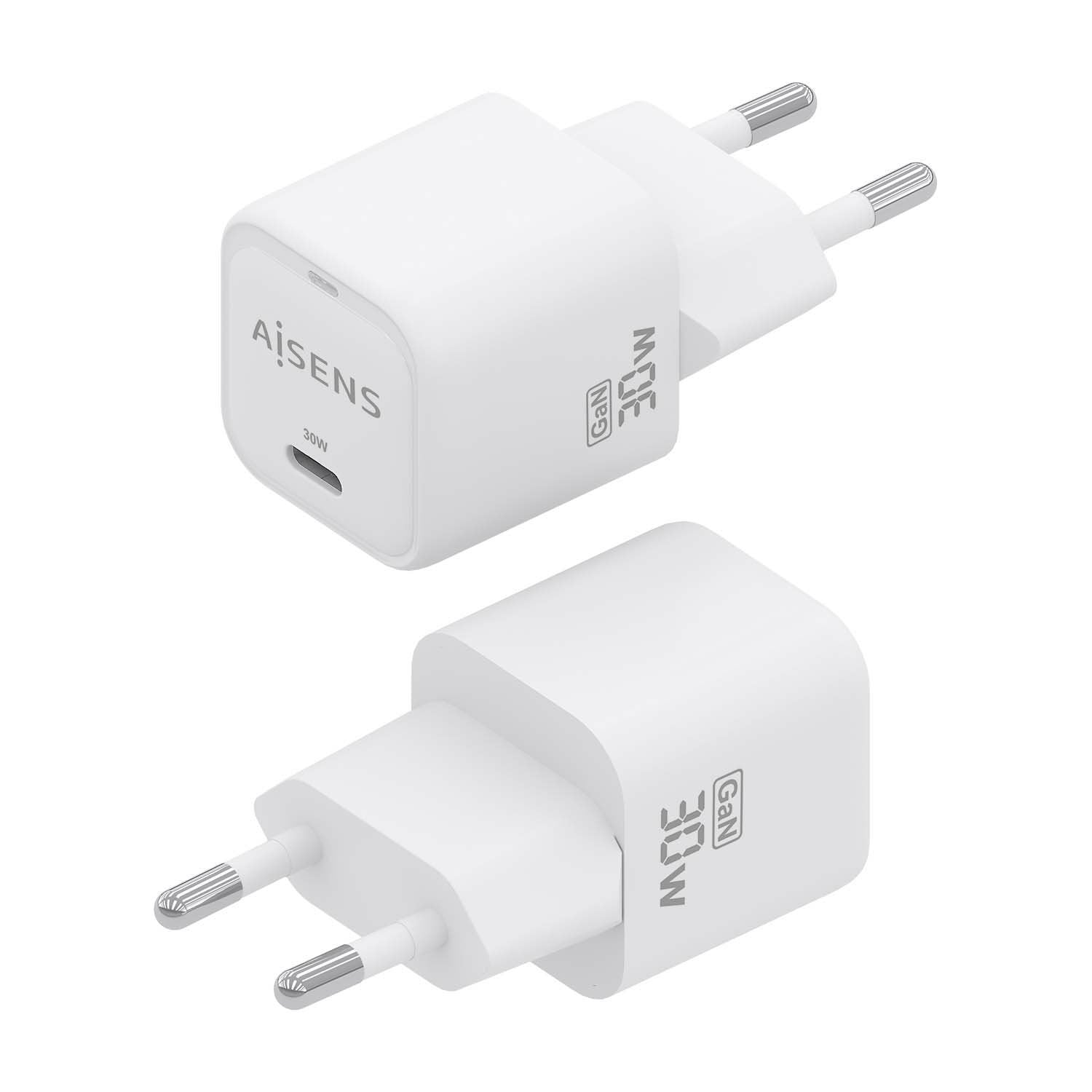 Aisens Cargador Gan 30w, 1xusb-C Pd3.0 Qc4.0, Blanco