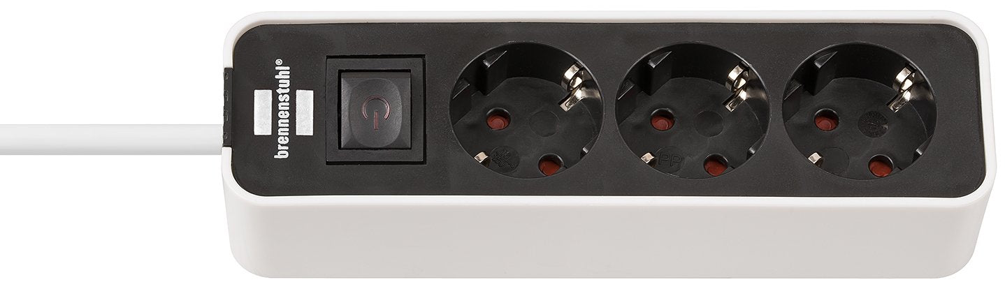Brennenstuhl 1153230020 Base Múltiple 1,5 M 3 Salidas Ac Interior Negro, Blanco