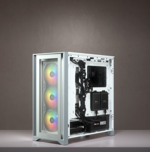 Caja Pc Corsair Icue 4000x Rgb Tempered Glass Blanca Cc-9011205-Ww Corsair Icue 4000x Rgb, Midi Tower, Pc, De Plástico, Acero, Vidrio Templado, Blanco, Atx, Juego