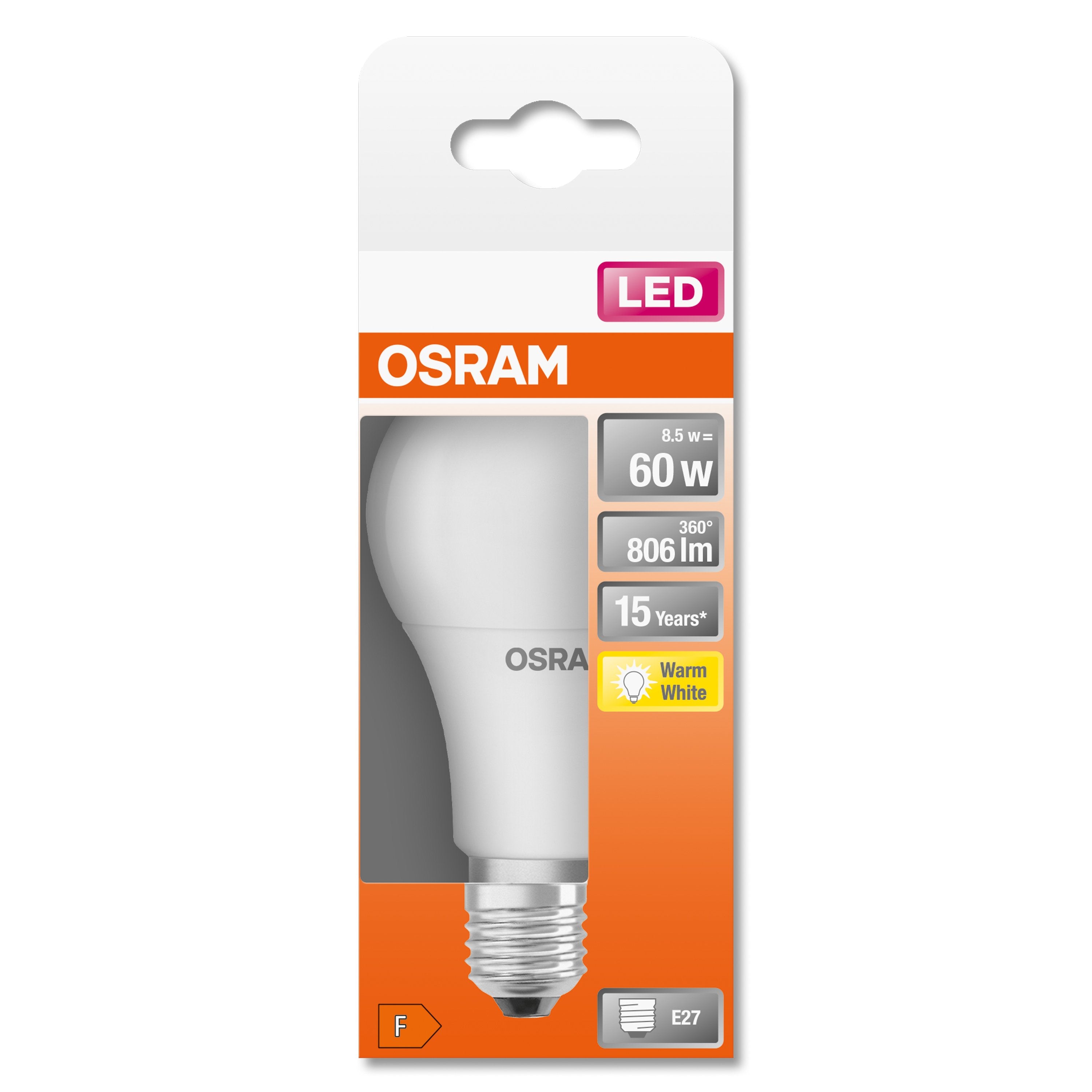 Osram Led Star Cl A Fros. 8,5w 827 E27 806lm 2700k (Cri 80) 15000h A+ (Krabicka 1ks)