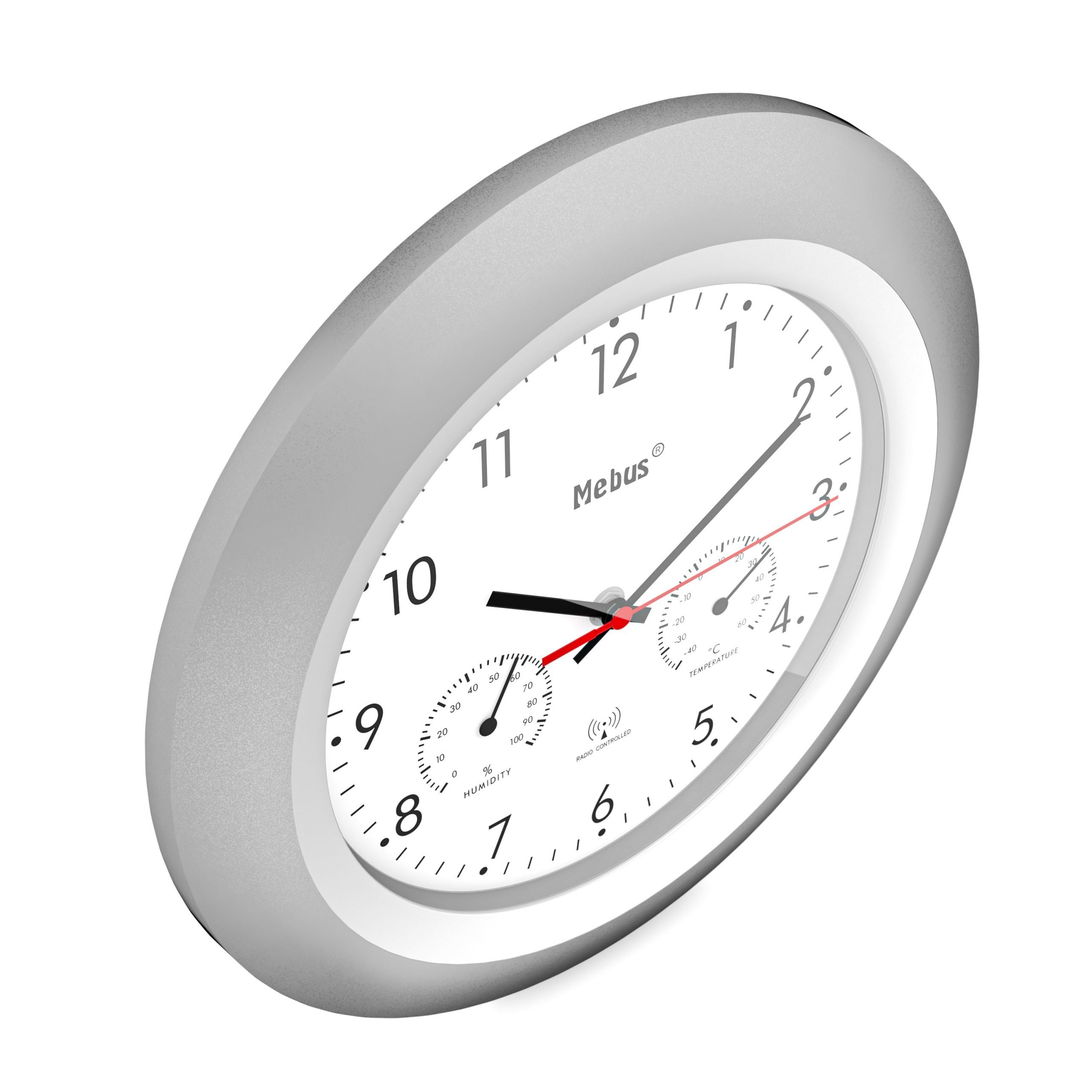 EAN 4007218194503 - Mebus 19450 reloj de mesa o pared Reloj digital Alrededor Plata, Blanco imagen 2
