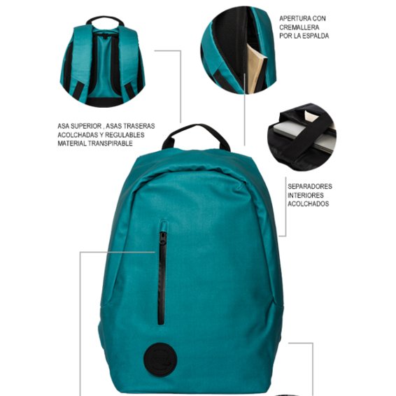 Bolsa Mochila Portatil 156 Smile The Rock Anti-Theft Backpack Azul 21740