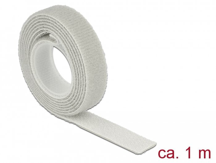 Delock Velcro En Rollo, 1 Metro X 13 Mm, Corbata De Cable Gris 18274