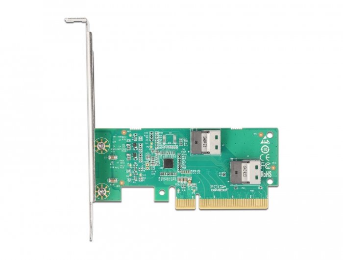 Pci Express 4.0 X8 Karte Zu 2 X Intern Sff-8654 4i Nvme - Bifurcation - Low Profile Formfaktor