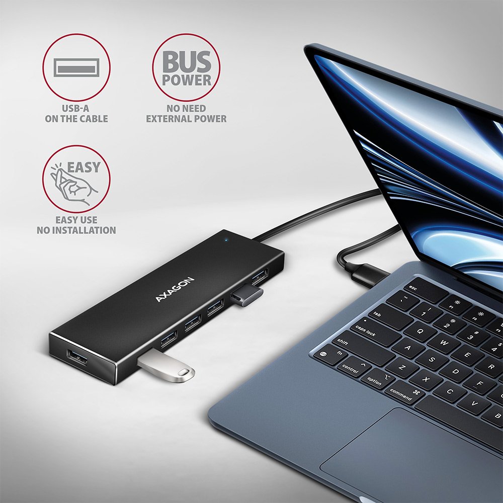 EAN 8595247907035 - Axagon HUE-F7A 7x USB 3.2 Gen 1 ALU FLAT hub micro power IN 1m USB-A USB 3.2 Gen 1 (3.1 Gen 1) Type-A 500 imagen 3