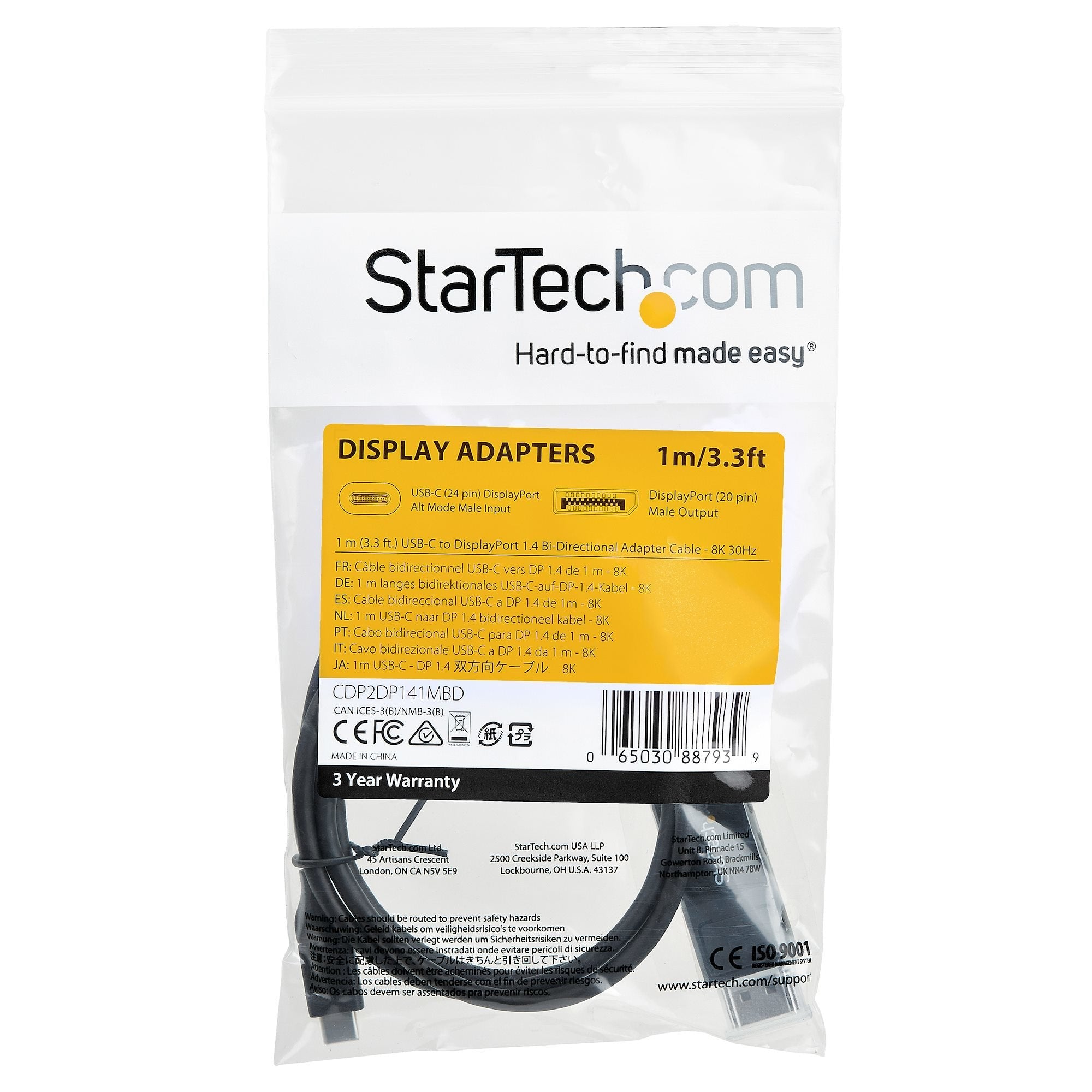 EAN 0065030887939 - StarTech.com CDP2DP141MBD adaptador de cable de vídeo Negro imagen 5