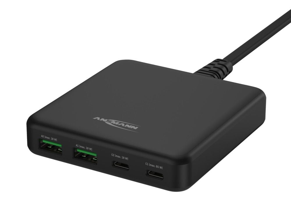 Ansmann Cargador Usb De Escritorio Dc465pd Negro, 65 Vatios, Pd, Quick Charge 3.0 1001-0141