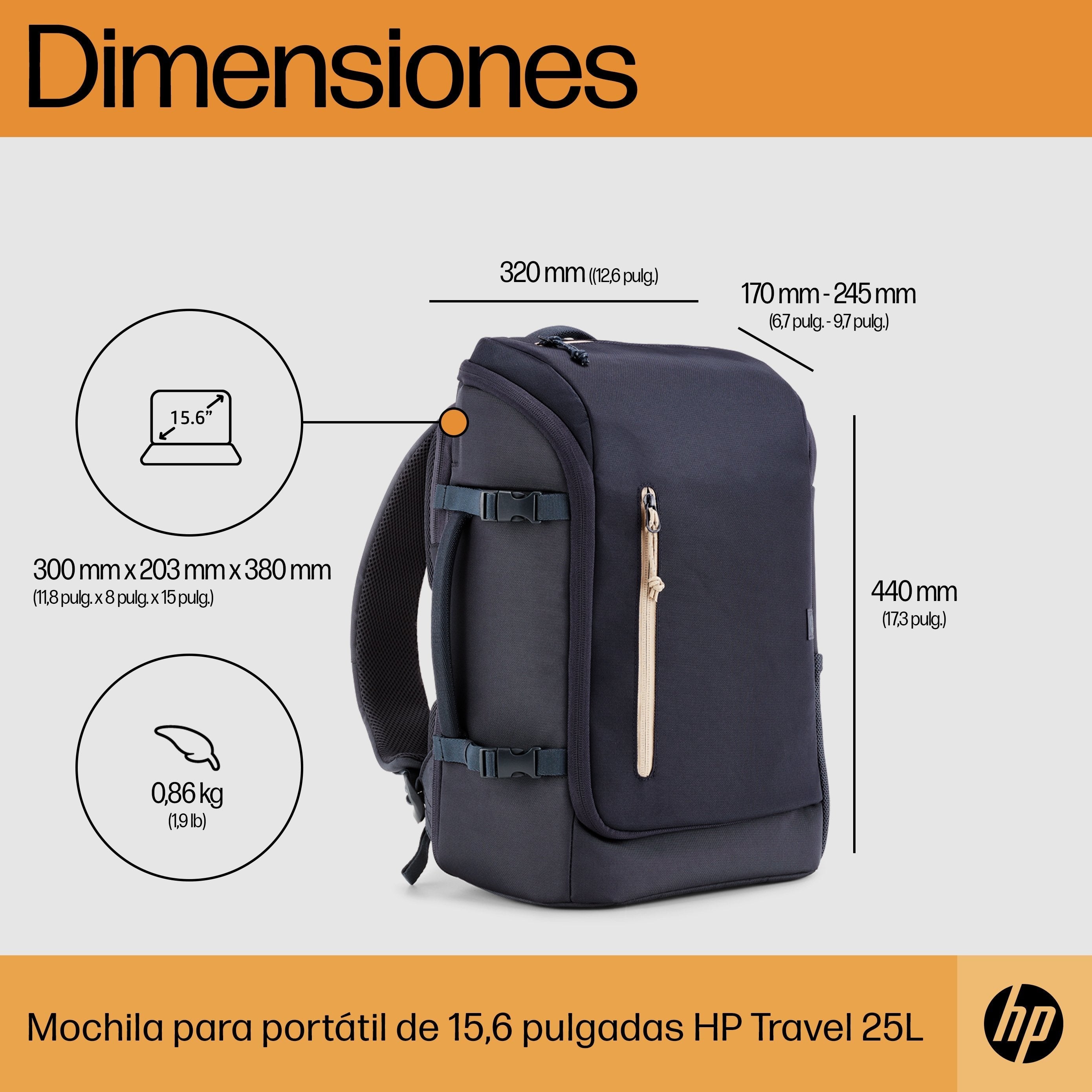 EAN 0196548661084 - HP Travel 25 Liter 15.6 Blue Night Laptop Backpack 39,6 cm (15.6") imagen 4