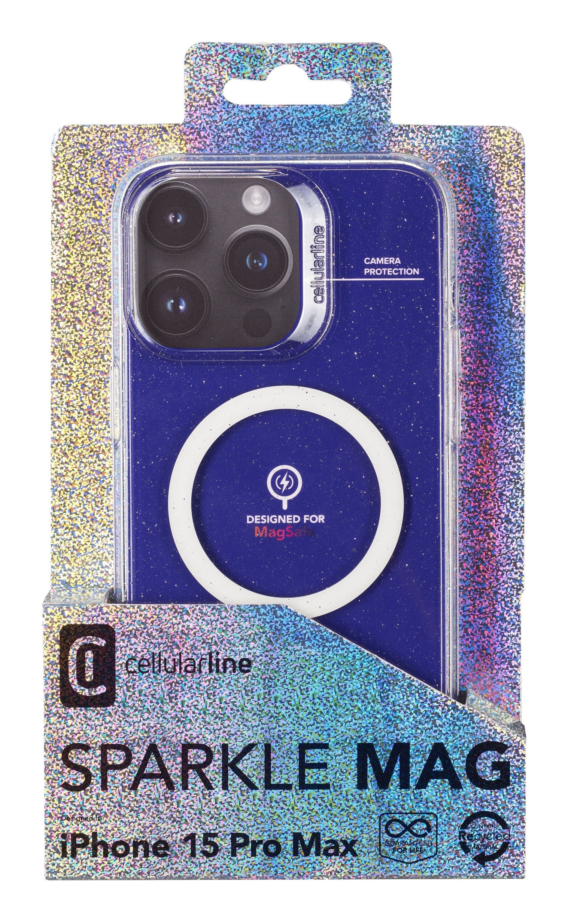 Funda Cellularline Sparkle Mag Magsafe Para Iphone 15 Pro Max (Transparente)
