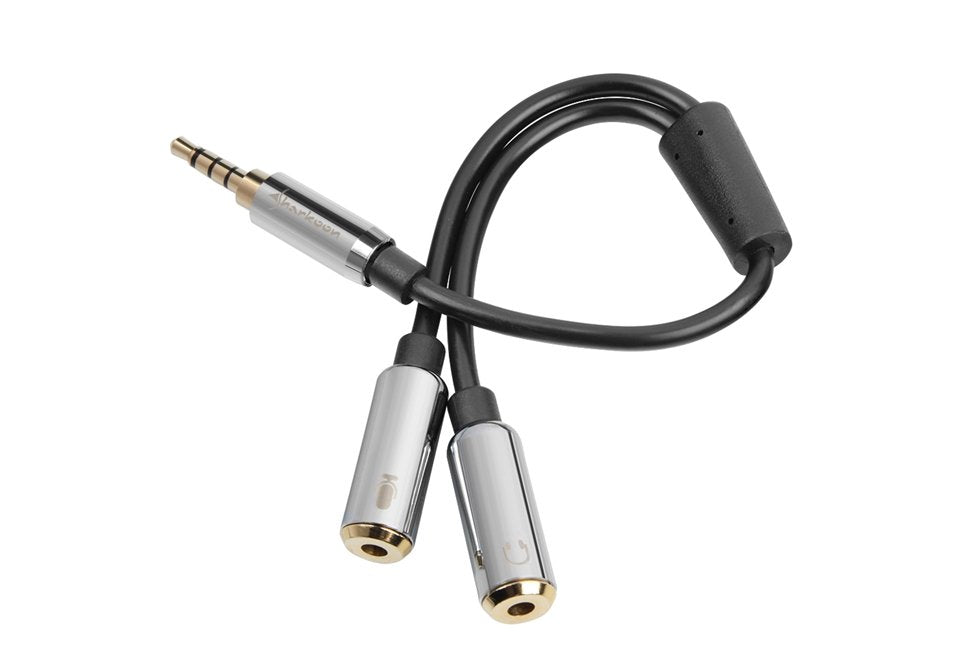 Sharkoon 0.12m, 3.5mm/2x3.5mm Cable De Audio 0,12 M 3,5mm 2 X 3,5mm Negro, Plata