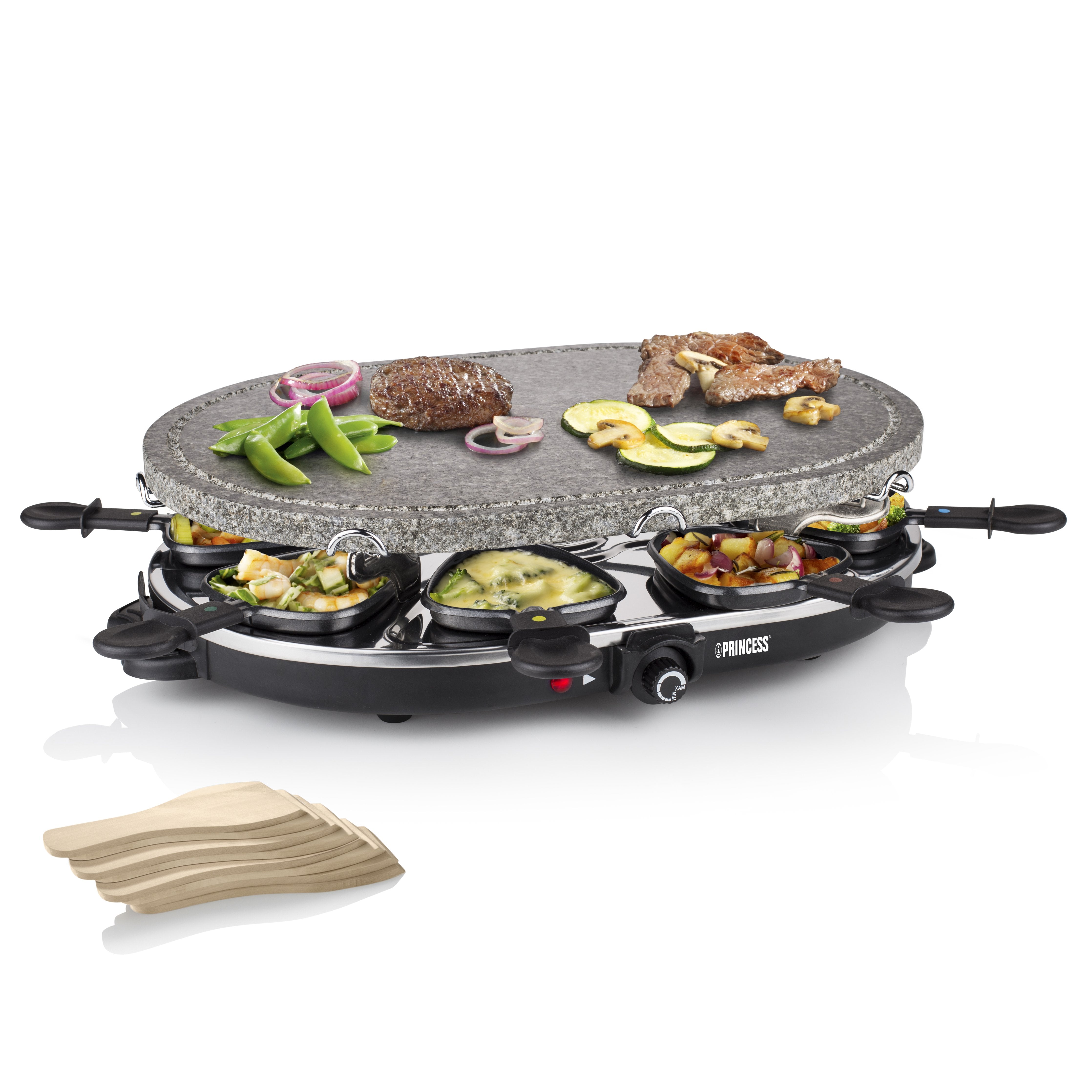 Parrilla Princess Stone 8 Oval & Raclette 162720 1200w Tamaño 43*30cm