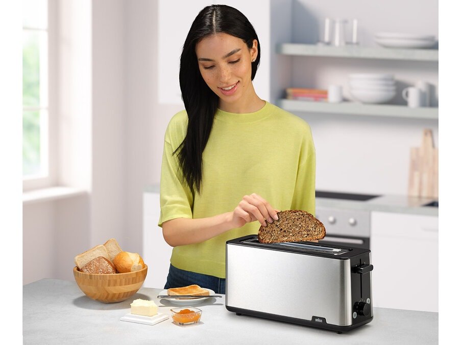 Tostadora Braun Ht1610bk 1 Ranura Larga Acero Inoxidable/Negro