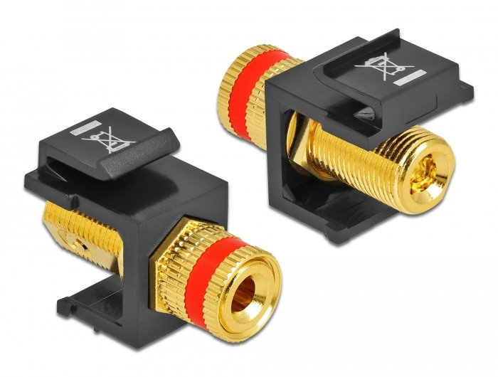 Keystone Modul Polklemme > Gewindebuchse Rot Schwarz