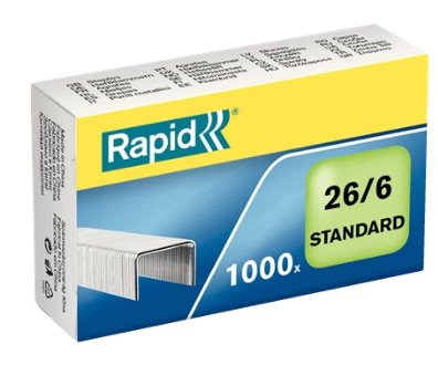 Rapid Confort Caja De 1000 Grapas 26/6 - Hasta 20 Hojas - Alambre Flexible Galvanizado - Patilla De 6mm