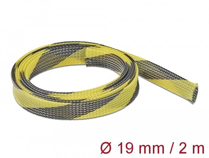 Delock Funda Trenzada Expandible 2 Mx 19 Mm Negro-Amarillo
