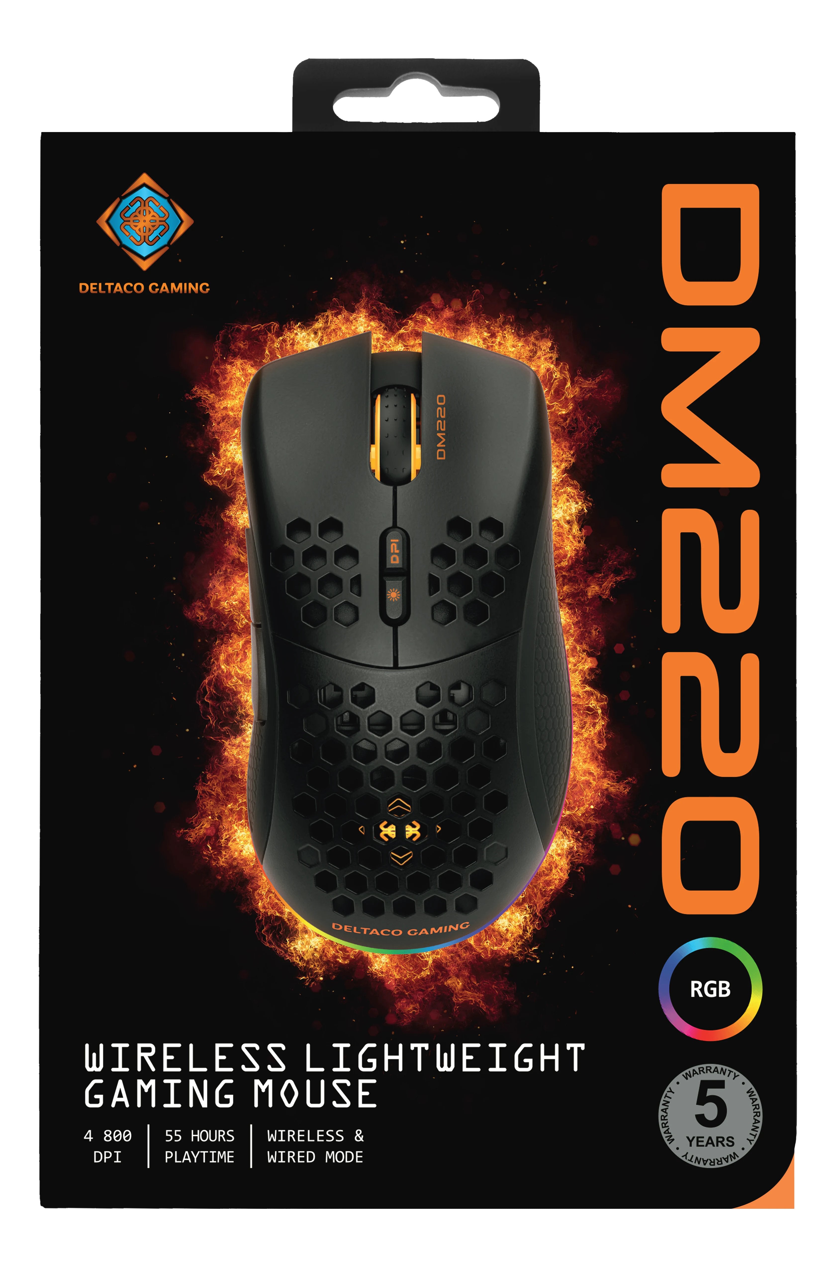 Ratón Deltaco Gam-120 Derecha Rf Wireless + Usb Type-A Óptico 6400 Dpi