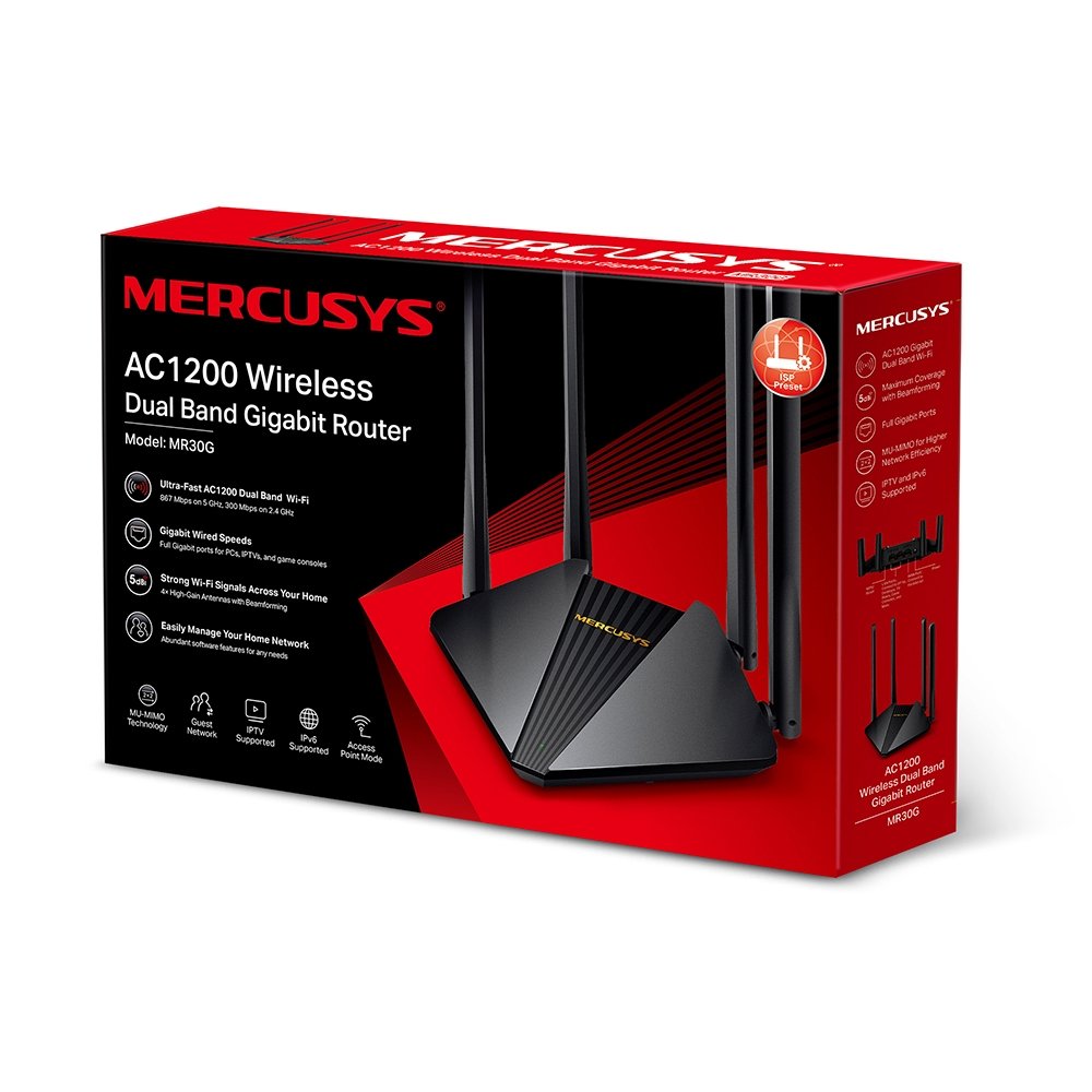 EAN 6957939000615 - Mercusys MR30G router inalámbrico Gigabit Ethernet Doble banda (2,4 GHz / 5 GHz) Negro imagen 4