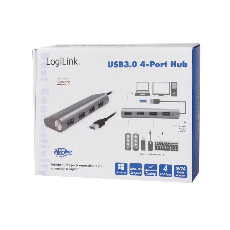 Logilink Ua0307 Hub De Interfaz Usb 3.2 Gen 1 (3.1 Gen 1) Type-A 5000 Mbit/S Aluminio