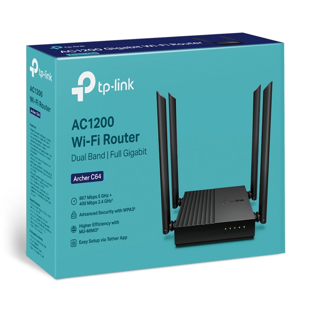 EAN 4897098683217 - TP-Link Archer C64 router inalámbrico Gigabit Ethernet Doble banda (2,4 GHz / 5 GHz) Negro imagen 4