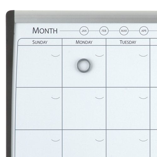 Nobo Planificador Pizarra Magnetica Pequeña Con Tablero De Anuncios De Corcho 585x430mm - Semanal Y Mensual - Marco Plateado Y Negro - Blanco