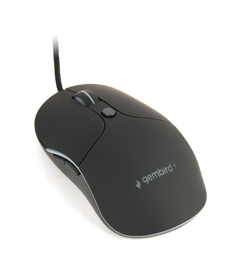 Gembird Mus-Ul-02 Ratón Con Cable Iluminado De Gran Tamaño, Usb, 2400dpi, Negro