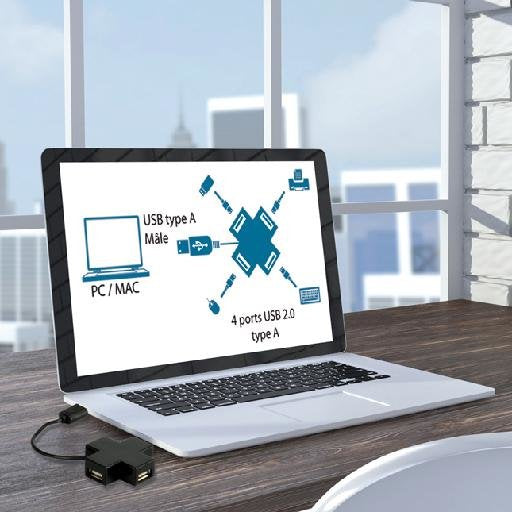 Usb 2.0 4 Port Hub - Black