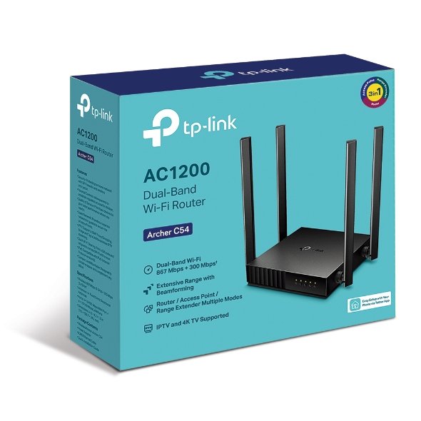 Tp-Link Archer C54 Ac1200 Dual Band Wifi Router 4xlan 1xwan Fe Mu-Mimo