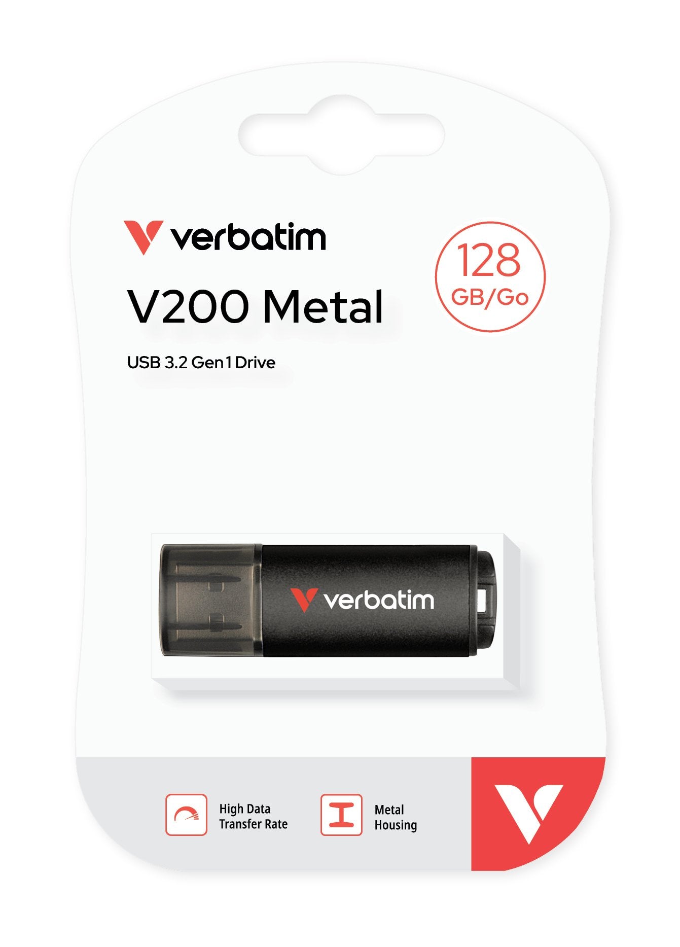 EAN 0023942302124 - Verbatim V200 Metal USB Drive 128 GB unidad flash USB USB tipo A 3.2 Gen 1 (3.1 Gen 1) Negro imagen 2