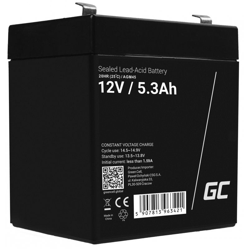 Greencell Batería Agm Vrla 12v 5.3ah