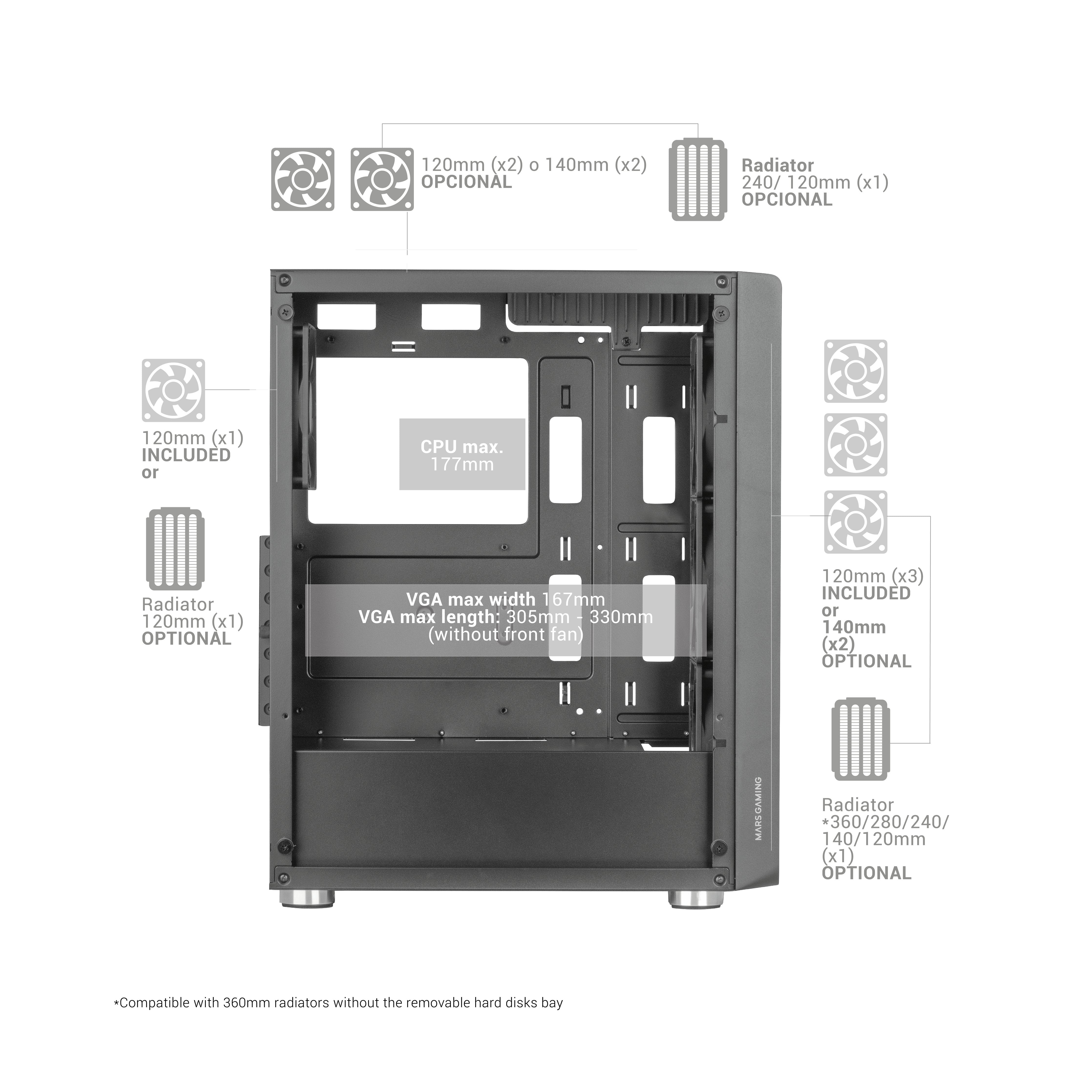 Caja Gaming Semitorre Mars Gaming Mc-3000