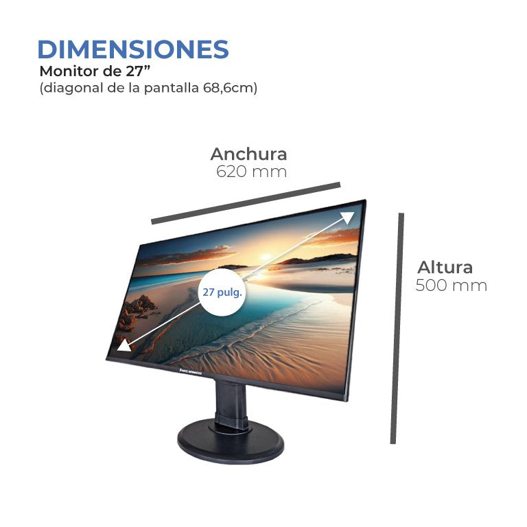 Monitor Punto Informatico Pip2700v 27" Fhd Vga Hdmi Dp Usb Webcam Mm Pivot