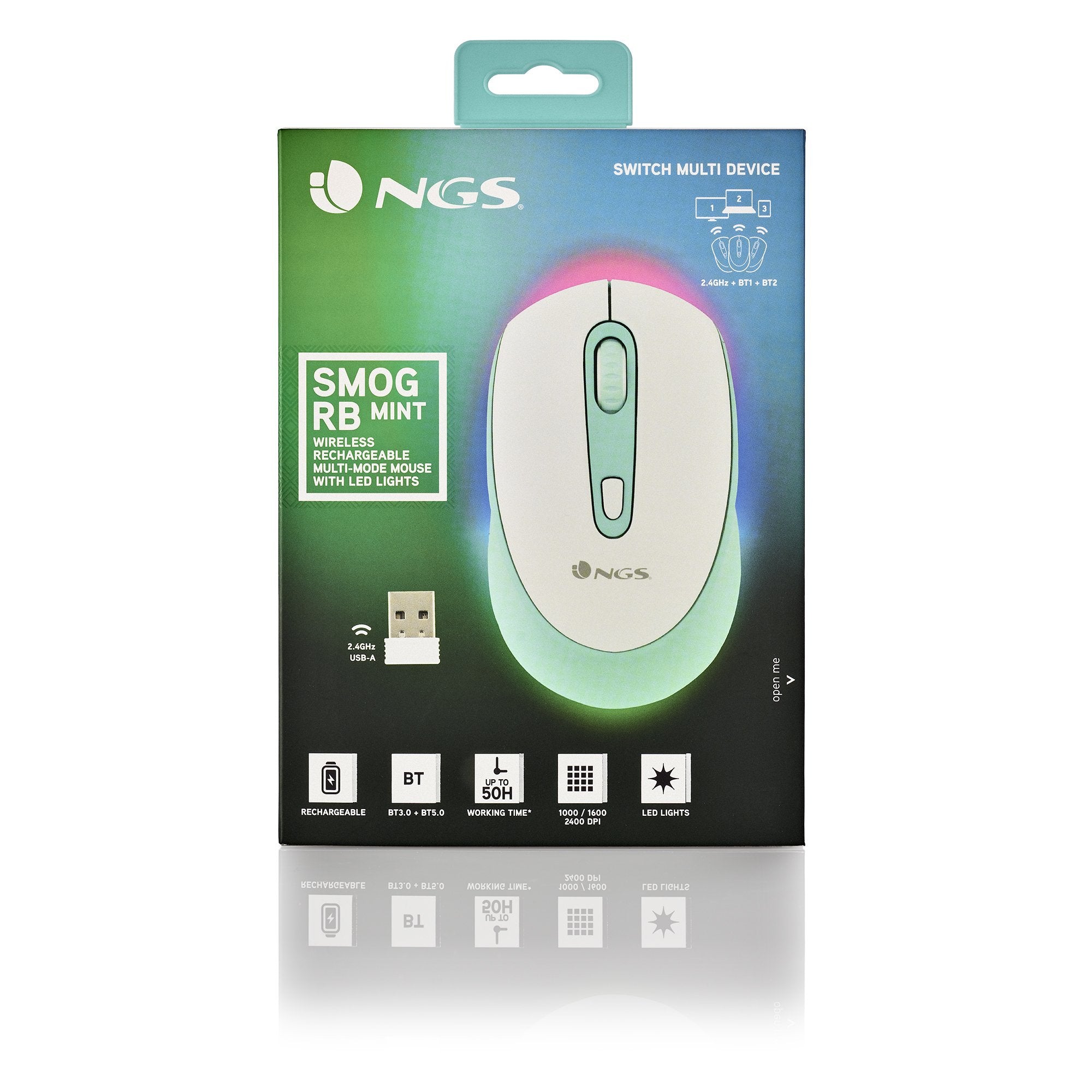 EAN 8435430619485 - NGS SMOG MINT-RB ratón Juego Ambidextro RF Wireless + Bluetooth Óptico 2400 DPI imagen 8