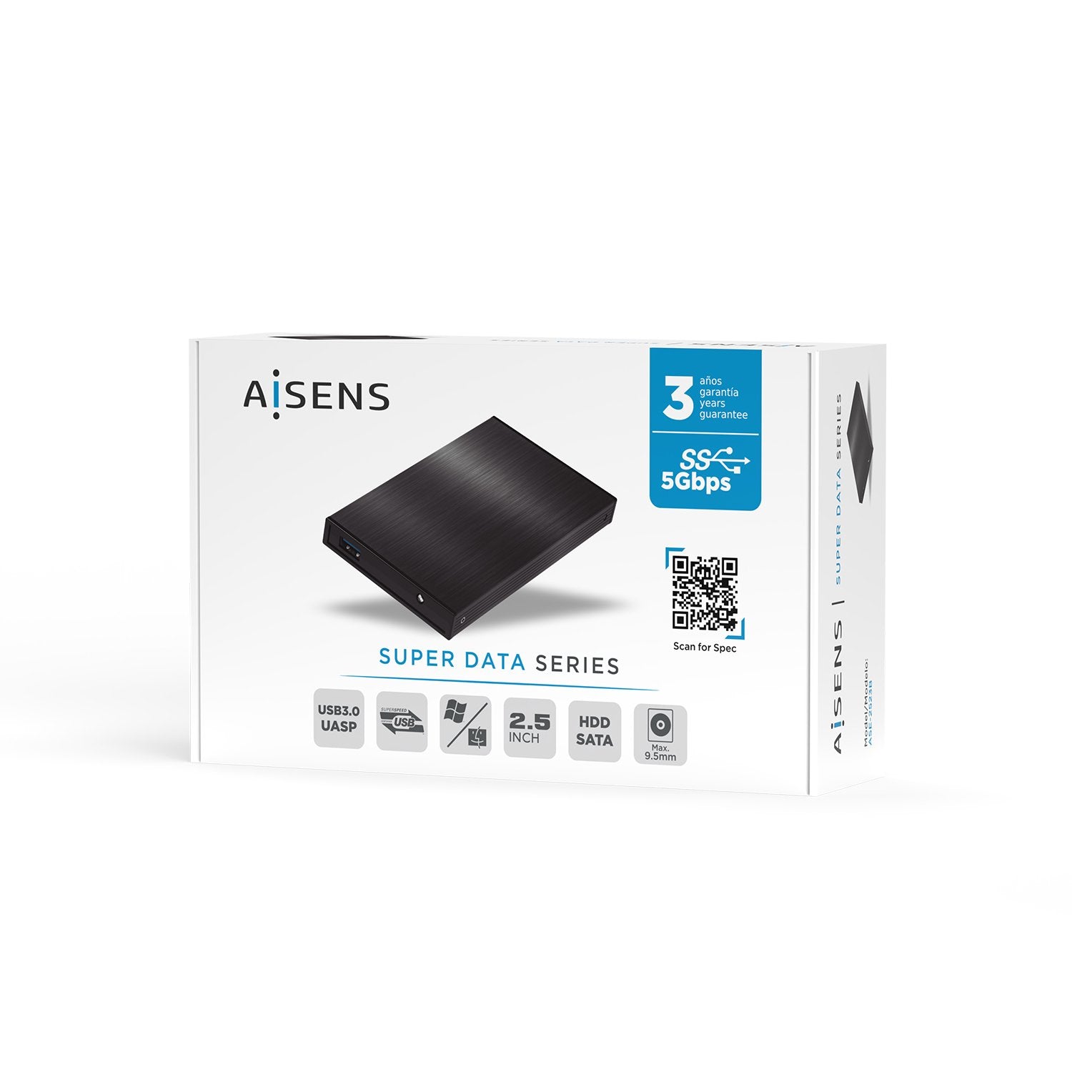 EAN 8436574707618 - AISENS ASE-2523B caja para disco duro externo Caja de disco duro (HDD) Negro 2.5" imagen 5