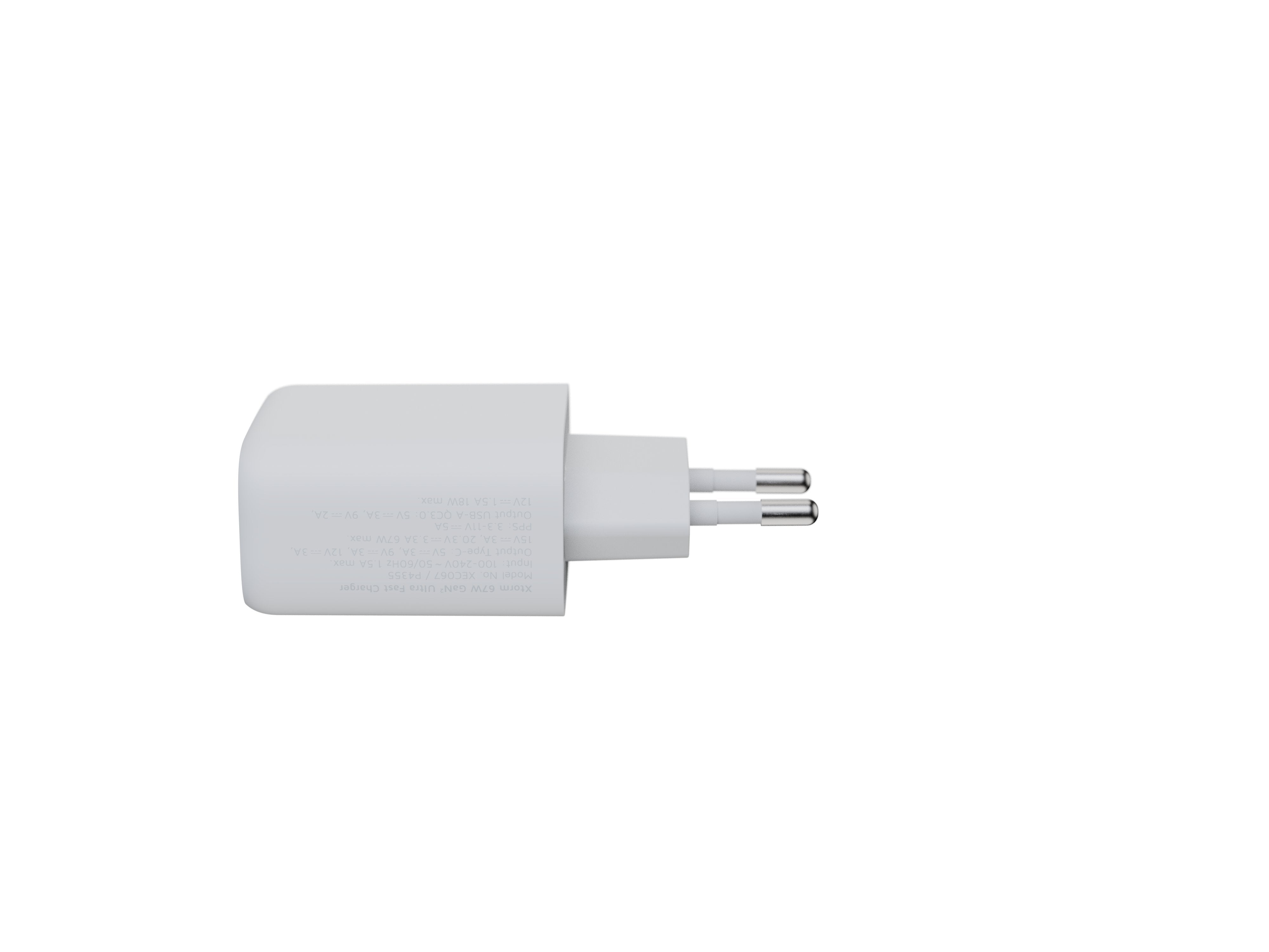 Cargador Usb De Viaje/Pared 67w Gan2 Ultra Wall Type-C/Usb 3.0 Blanco Xtorm Hasta 67w/ 1xusb-C, 1xusb-A