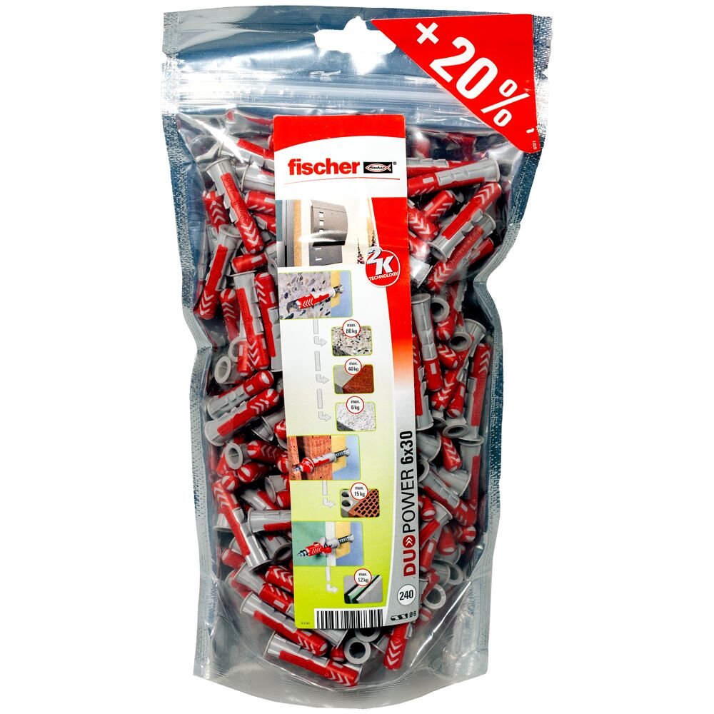 Tacos Duopower Bigpack Ø6 X 30 Mm, Bolsa 240 Uds