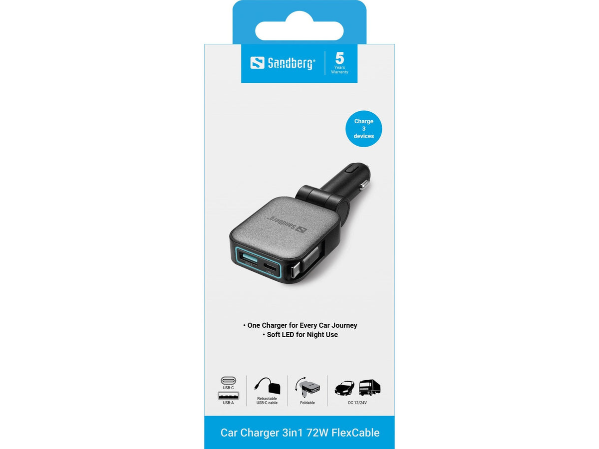 Car Charger 3in1 72w Flexcable 441-82