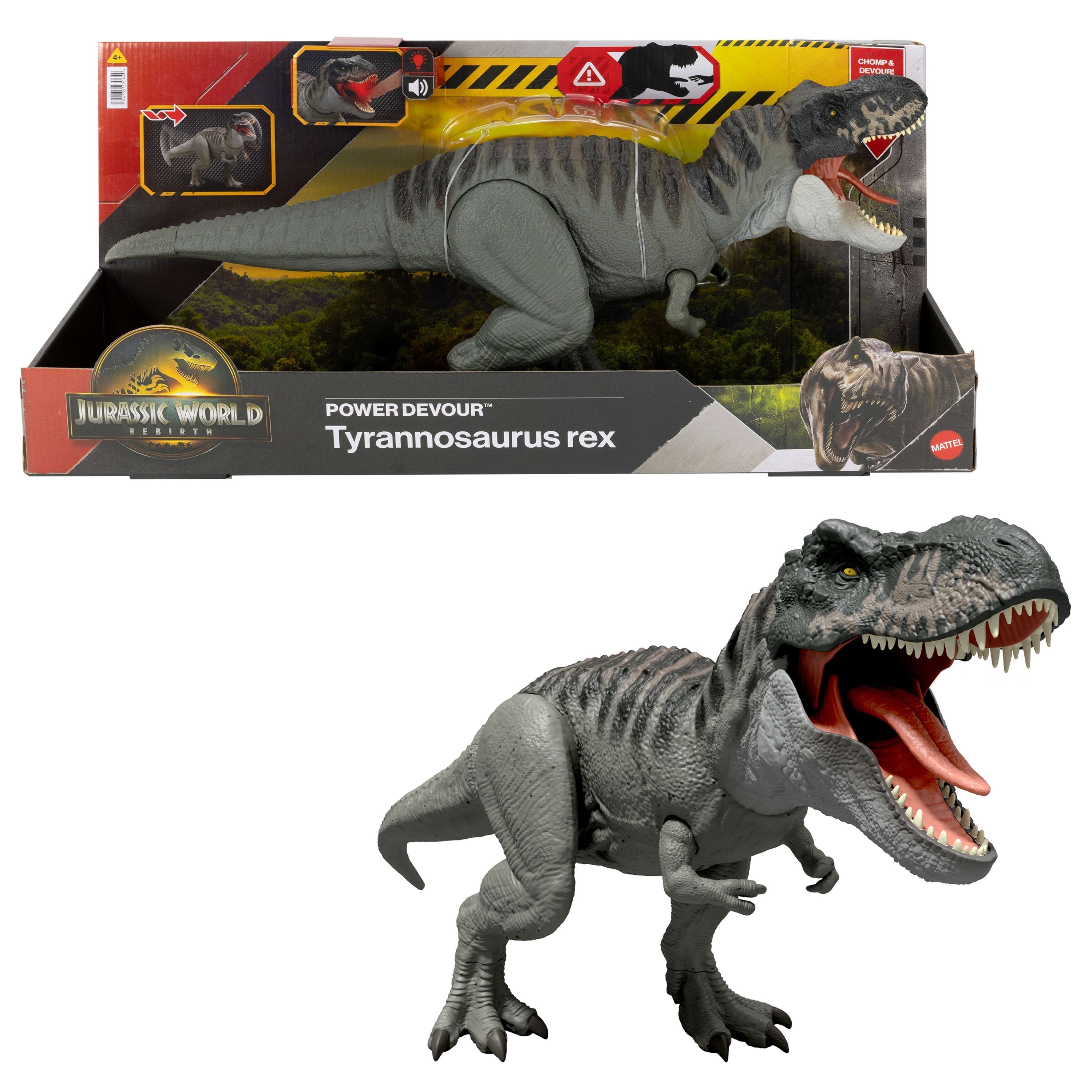 Mattel Jurassic World Rebirth Power Devour Tyrannosaurus Rex (Mit Lichtern Und Geräuschen) Jch02