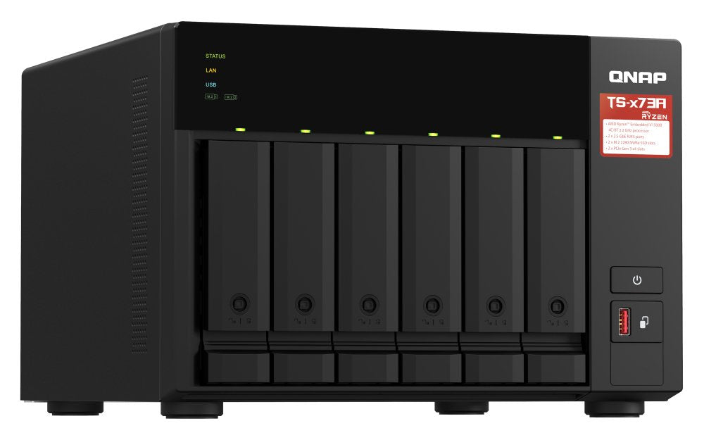 EAN 4711103084625 - QNAP TS-673A-SW5T servidor de almacenamiento NAS Torre Ryzen Embedded V1500B 8 GB DDR4 0 TB QNAP QTS Negr imagen 4