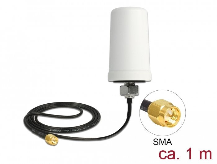 Delock Lte Antenne Sma Stecker 1.7 - 2.0 Dbi Ula100 1m Omnidirektional Starr Outdoor Weiss
