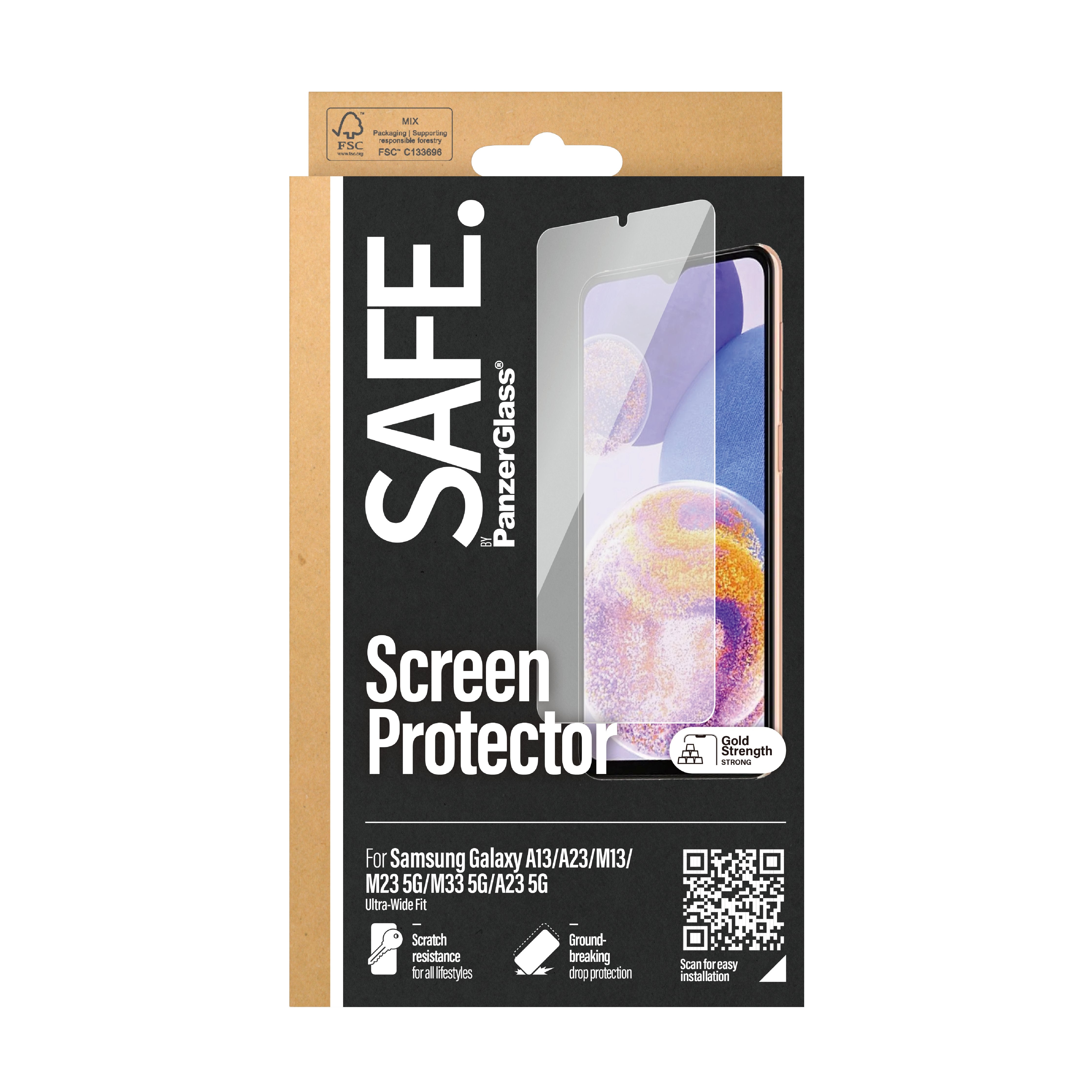 Panzerglass Safe Samsung Protector De Pantalla Galaxy A13 A23 M23 5g/M33 5g Case Friendly - Black (Safe95107)