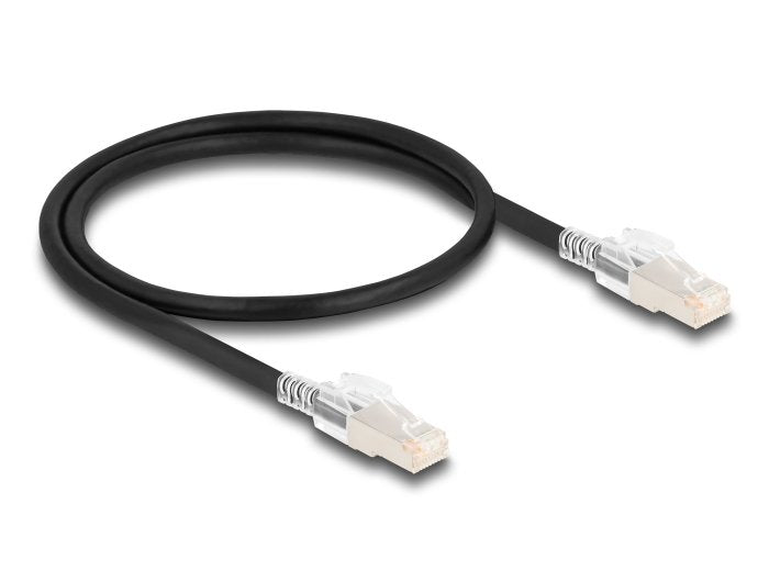 Delock 80254 Cable De Red Rj45 Cat.6a S/Ftp Con Juego De Clips De Seguridad, 0,5 M, Negro