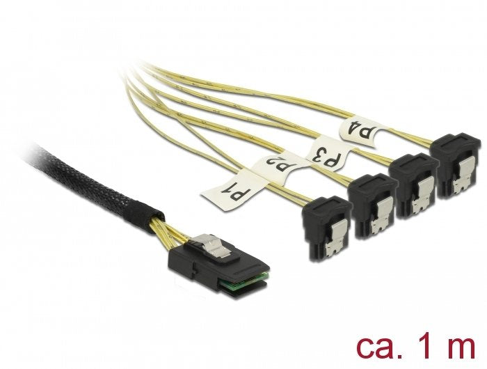 Delock Cable Mini Sas Sff-8087 > 4 X Sata 7 Pin Gewinkelt 1 M