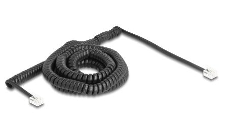 Delock Telefoncable Spiralcable Rj11 Stecker Zu Rj11 Stecker Schwarz 10 M